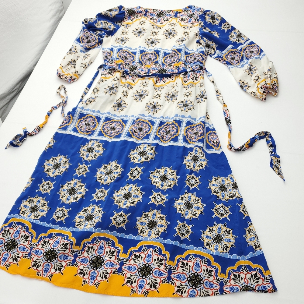 BODEN Occasion Blouson Maxi Dress Surf The Web Mosaic Charm Multicolor Size 8 - Picture 10 of 12